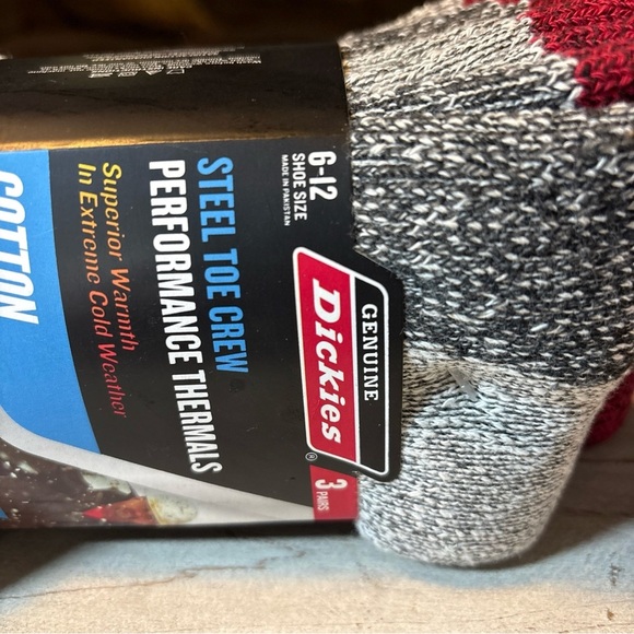 Men's Dickies Steel Toe Crew Performance Thermals Heavyweight Cotton 3 Pair Red - Picture 2 of 16